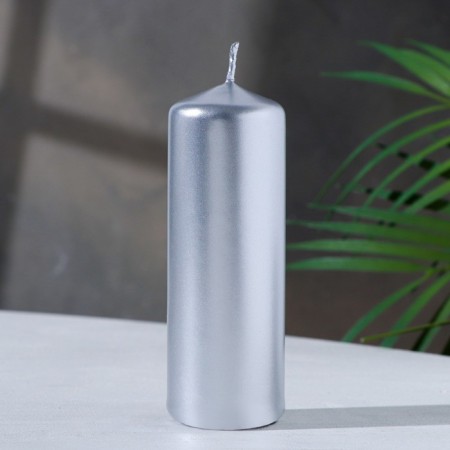 Candle - cylinder, 4x12 cm, 20h, silver