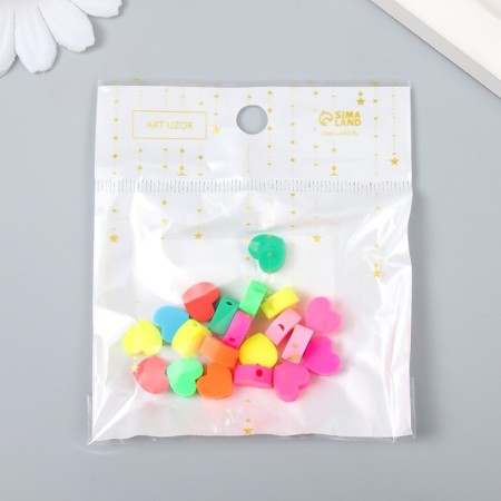 Beads for PVC creativity "Bright hearts" set 20 pcs 0.5x1x1 cm-3
