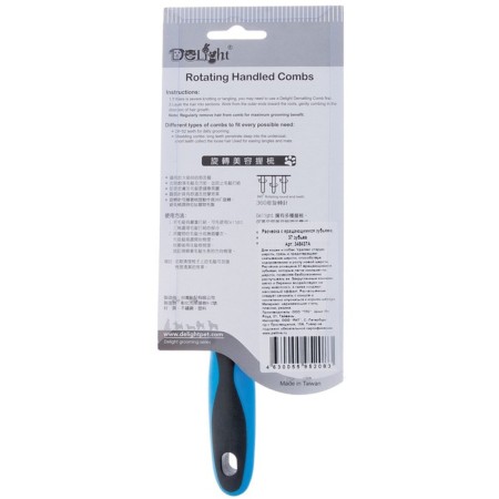 Delight comb, with rotating teeth, 37 teeth 18 mm, black and blue-4