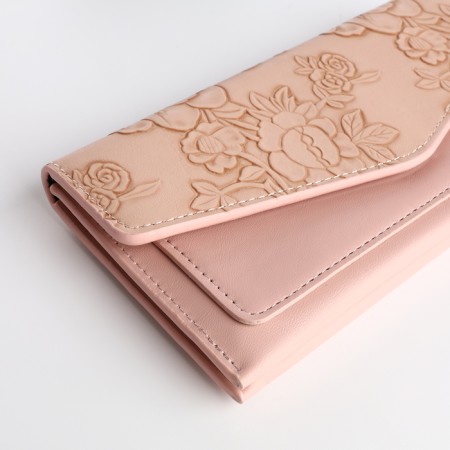 Women's wallet on the button, pink color-2