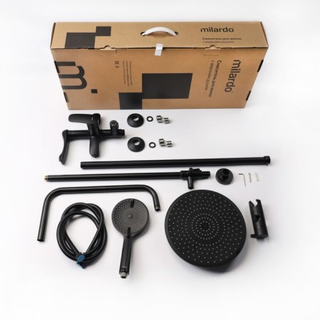The shower system Milardo Rora Rorbl4fm06, tropical shower, shower, brass, black-4