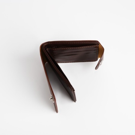 Male purse on a magnet, department for bills, for maps, brown color-3