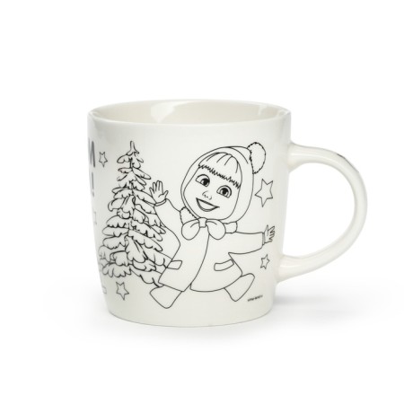 A mug for coloring with a Christmas tree for the New Year "Masha and the Bear", 300 ml, a set for creativity-6