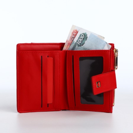 Women's wallet on the button, red color-5