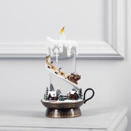 LED candle with Santa Claus, 14 × 23 × 12 cm, plastic, AAX3 batteries (not complete), USB, glow warm white-1