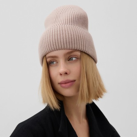 Women's hat minku with gateway, size 54-56, beige color