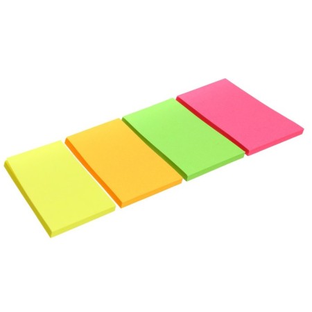 Set 4 blocks with a sticky edge of 38mm. x 51 mm., 50 sheets, x 4 colors, fluorescent colors