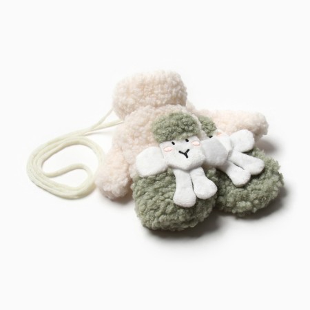 Mittens teenage minku lamb two -tone 24 cm color green color-3