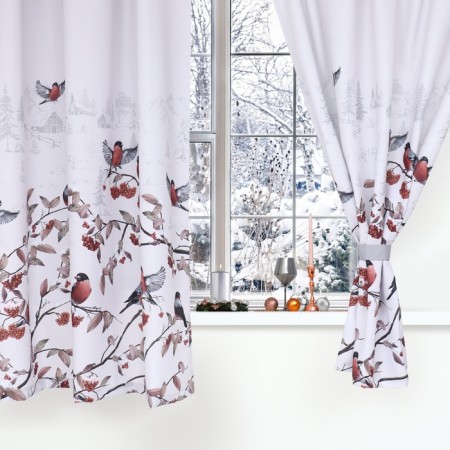 A set of curtains d/kitchen with the sequence "Winter Season" 145x180 +/- 5cm-2 pcs., Gabardin