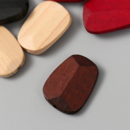 Bead for creativity, wood "Rectangle of irregular shape with faces" mix 2.6x2 cm-1