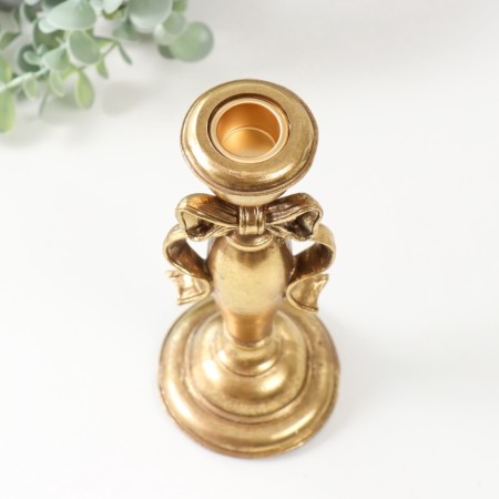 Polystone candlestick for 1 candle "Bant" gold 8.3x8.3x20.8 cm-5