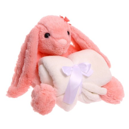 Soft toy with a blanket "Bunny", pink color-6