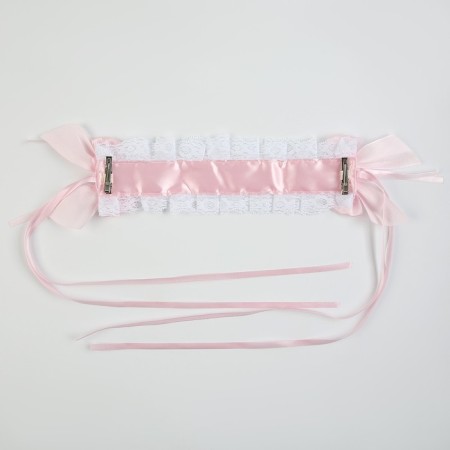 Carnival bandage "Lolita", pink color with white braid-6
