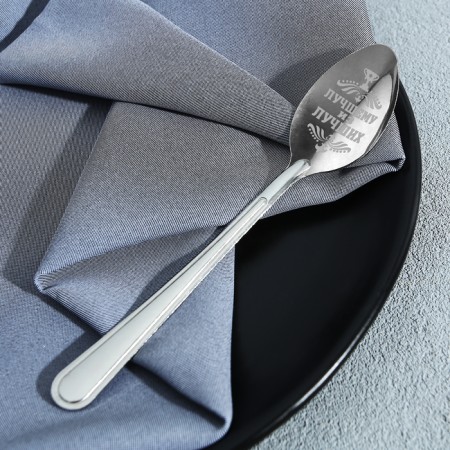 A teaspoon spoon with an engraving “best of the best”, on a gift card, 3 x 14 cm.-2