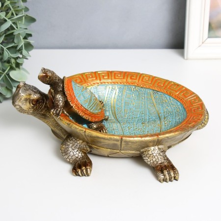 Souvenir Polystone stand "Turtle Ground" with a golden pattern 22x25x9 cm-1