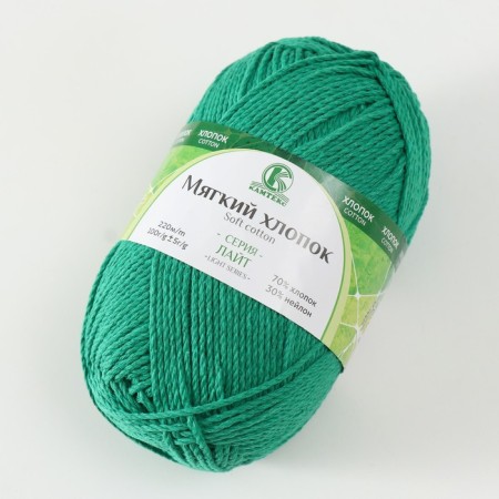 Yarn "soft cotton" 70% cotton, 30% nylon 220m/100g (109 green)-1