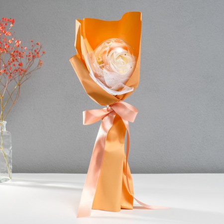Bouquet of soap petals "Rose in the ball" Orange 8.5x8.5x36 cm