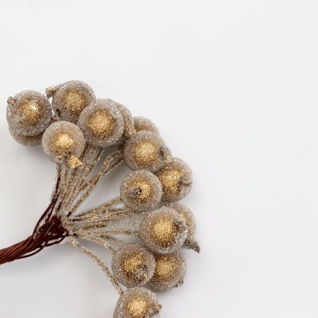 Decorative berries, gold, 7 × 6 × 7 cm, 40 berries-1