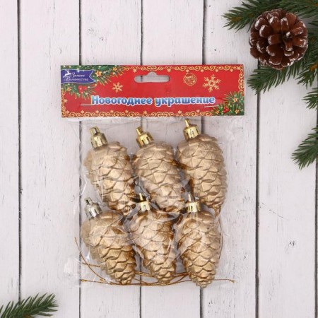 Jewelry decoration "cones" (set 6 pcs) 3.5x6 cm, gold-1