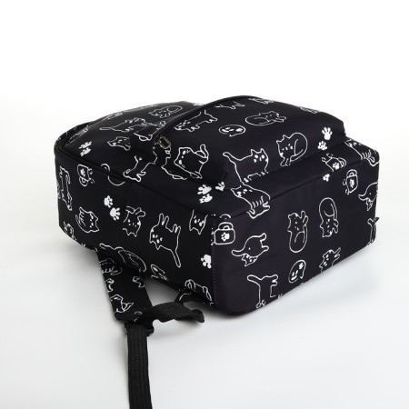 School backpack from textiles on lightning, 3 pockets, black color-4