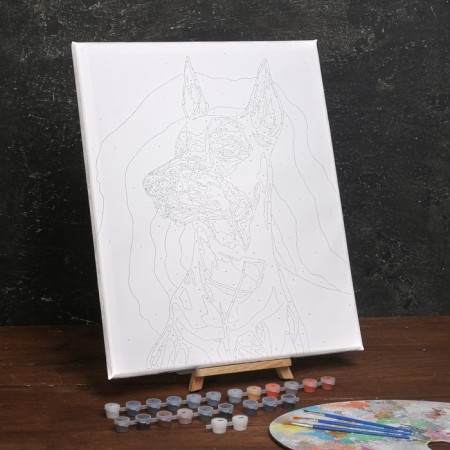 Picture on numbers on canvas with a subframe "Doberman", 40 x 50 cm-4