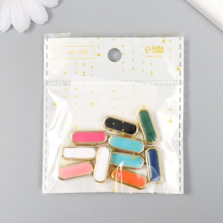 Busina for creativity plastic "elongated oval" gold mix 0.7x0.5x2.2 cm-2