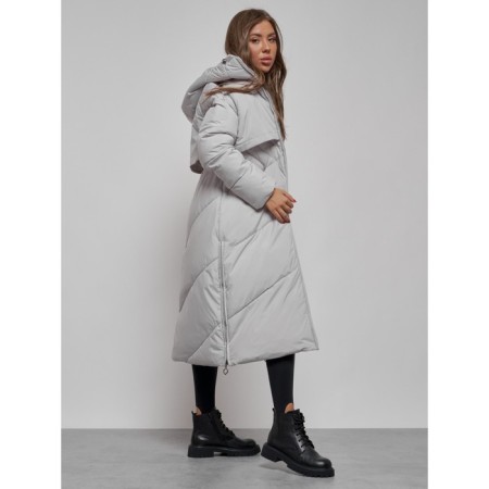 Coat insulated winter female, size 44, color light gray-13