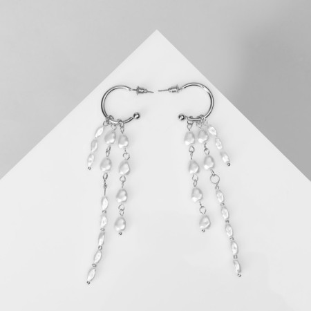 Earrings with pearls "Artemis" thread, white color in silver