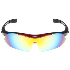 Bicycle glasses with interchangeable lenses in the case, red color