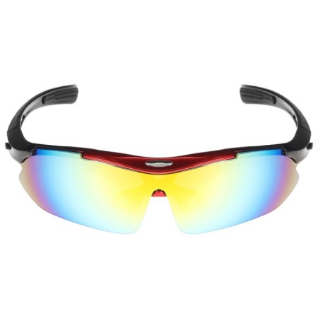 Bicycle glasses with interchangeable lenses in the case, red color