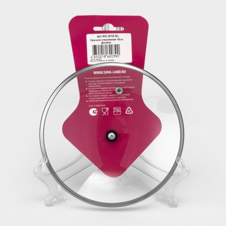 Glass cover for pans and pots "Dolyana", D = 18 cm, stainless rim, plastic handle-5