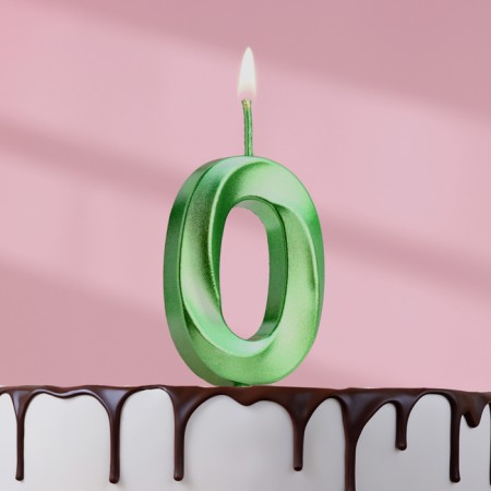 Candle in the cake on the skewer "Fine", the number "0", the emerald, 5 cm