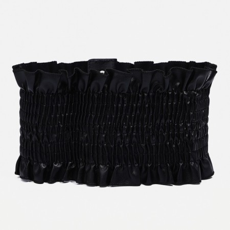 Women's belt, width 12 cm, elastic band, black color-5