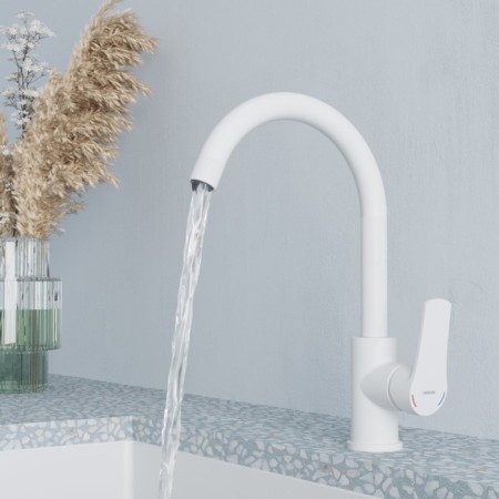 MILARDO MILARDO M01WTJ05 kitchen mixer, pour 182 mm, white matte-2
