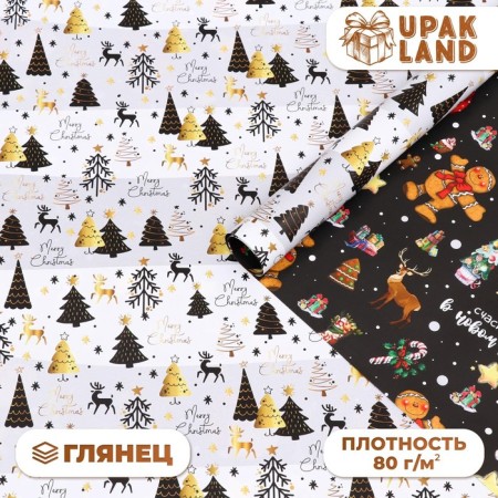 Glossy packaging paper "Magic Forest", bilateral, 70 x 100 cm