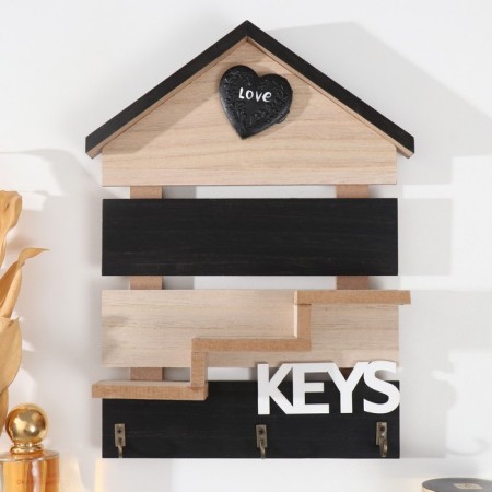 Hooks decorative wood with a shelf "love. House" 22x3x30.5 cm