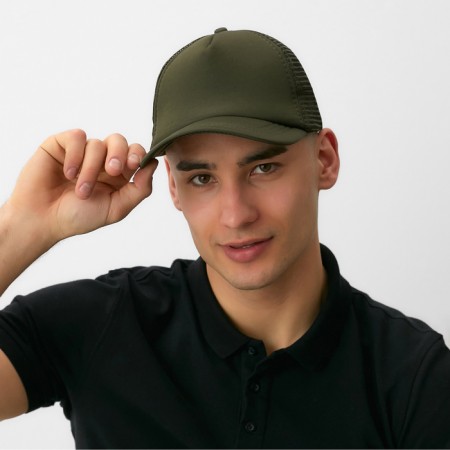 Baseball cap with minaku grid, dark green color, size 56-58-3
