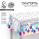 Single tablecloth "Happy Birthday" balls, transparent, 130x200 cm