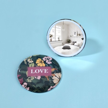 Pocket mirror "Love", d = 7 cm, the color is dark green-2