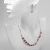 Set 2 objects: earrings, necklace "Listopad" circles, red-white color in silver, 32 cm
