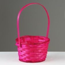 Wicker basket, D19 x 9.5 x 32 cm, pink, bamboo