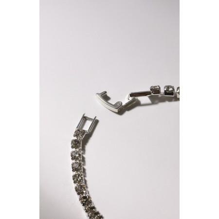 Bracelet with rhinestones "ice" elegance, 1 row, white color in silver, 18 cm-1