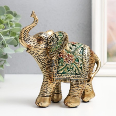 Souvenir Polystone "Elephant - Exotic flowers" 12x5.5x14 cm