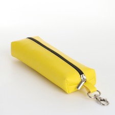 Key of zipper, length 16 cm, ring, carbine, yellow color
