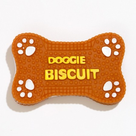 Toy dense squeak "biscuit" for dogs, 12 x 7 cm, brown-1