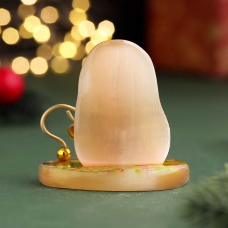 Souvenir "Increased in everything! 2025", with a bell, selenite, 6x6x4.5 cm-1