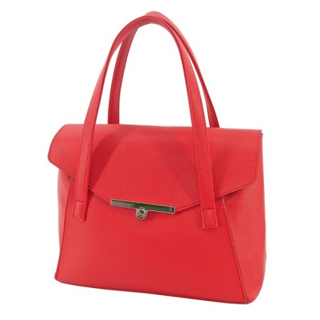 Bag women, genuine leather, red 31x12x25 cm