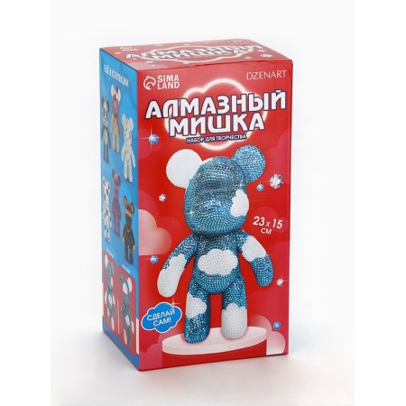 Diamond mosaic on a figure with a complete filling "Bear", a blue sky with clouds-6