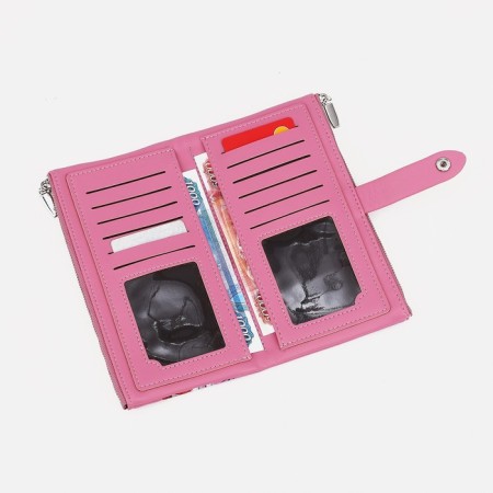 Women's wallet on the button, pink color-2