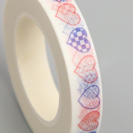 Adhesive tape paper "Drawn hearts" Width 0.8 cm winding 10 m 4.1x4.1x0.8 cm-2